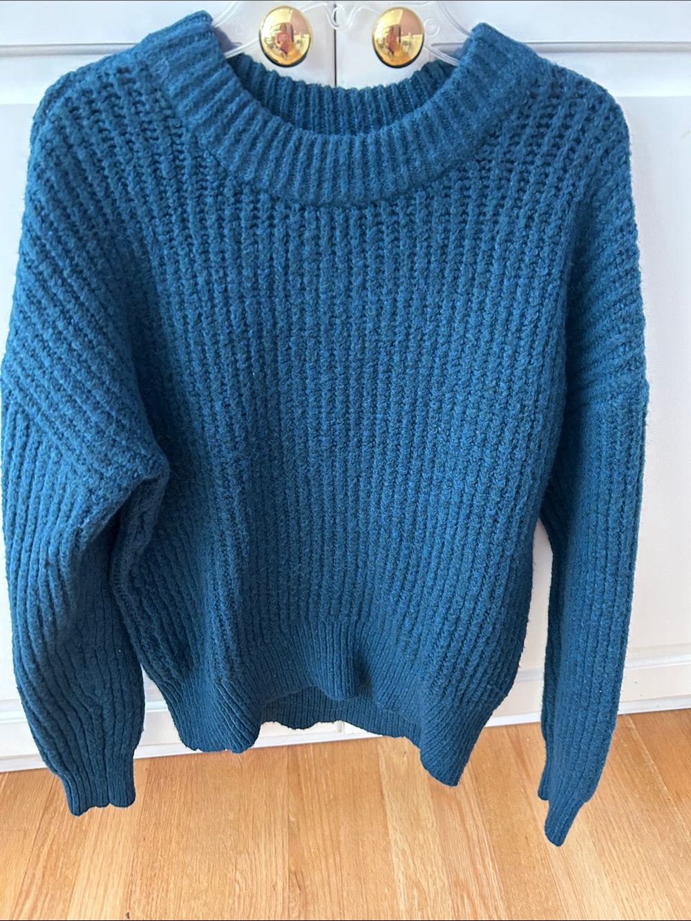 Sonoma Chunky Ribbed Crewneck Sweater - Teal Size M